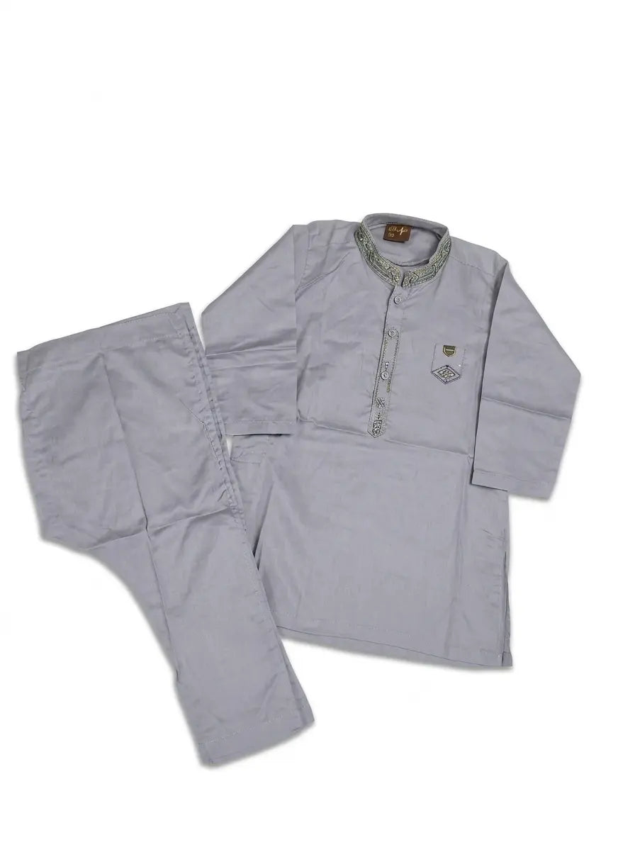 Baby Boy Soft Cotton Kurta Pajama with Designer Collar – Summer Collection (1–2 Years)