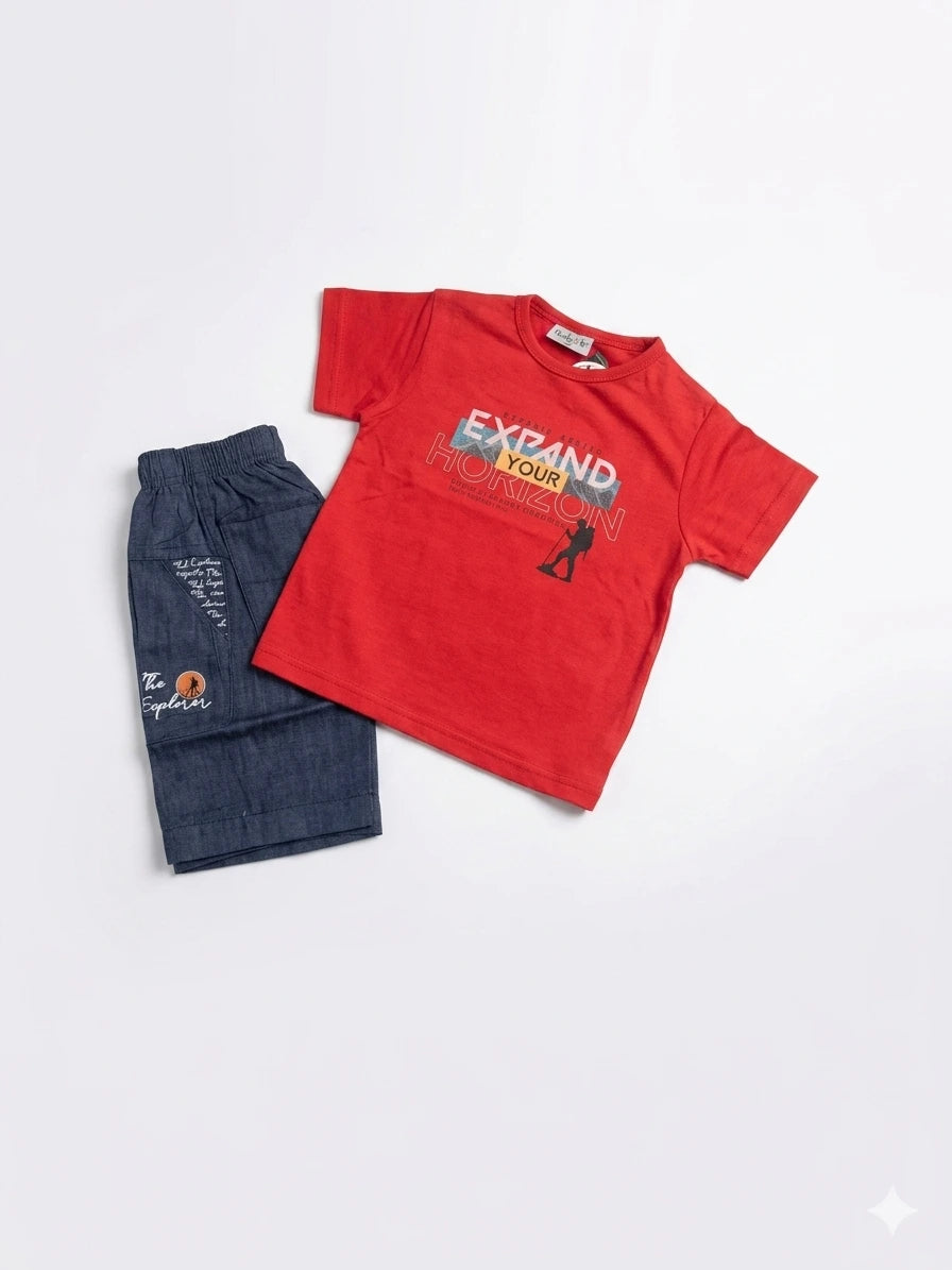 Baby Boy Half Sleeve Malai Cotton Shirt & Knickers Set (3-4 Years)
