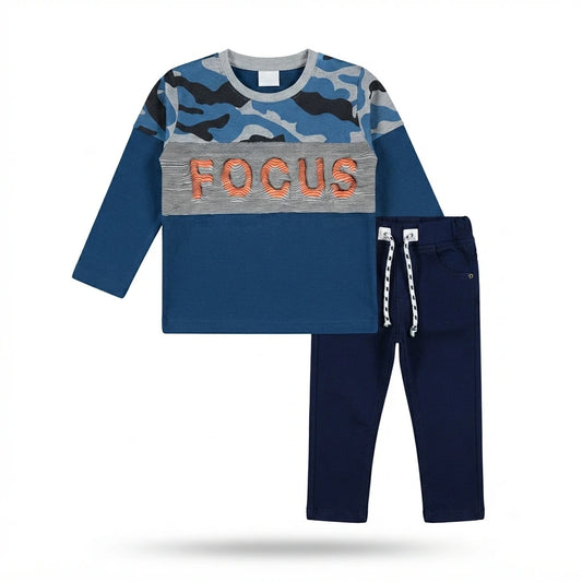 Everyday Malai Cotton T-Shirt with Plain Trouser Set for Baby Boys (1–2 Years)
