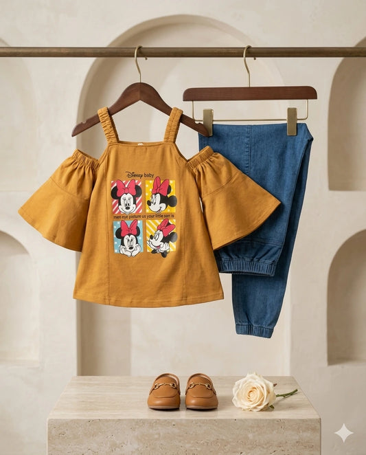 Stylish Baby Girl Malai Cotton Shirt & Pant Set – Summer Collection (4 Years)