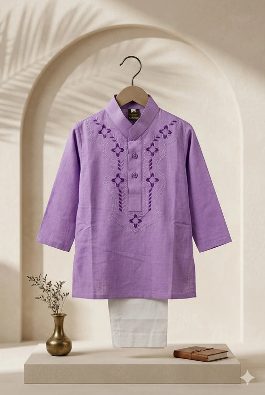 Baby Boy Soft Cotton Qameez with White Shalwar Set – Summer Collection (6 Months)