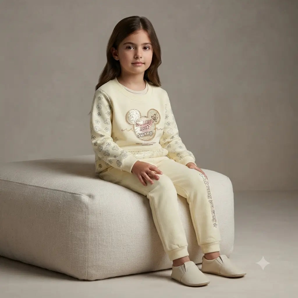 Trendy Terry Sweatshirt & Jogger Set for Baby Girls – Soft Mid-Season Outfit (6 Years)