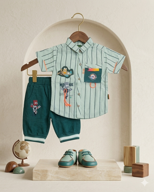 Baby Boy Cotton Half Sleeve Shirt & Cotton Shorts Set – Summer Collection (1-3 Years)
