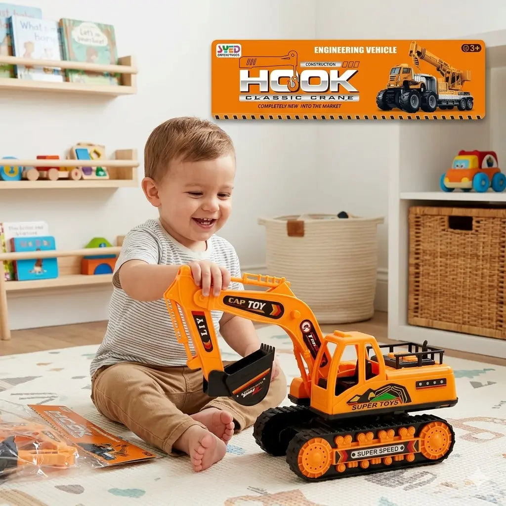 Construction Hook Crane Truck – Engineering Vehicle Toy for Kids (3+ Years)
