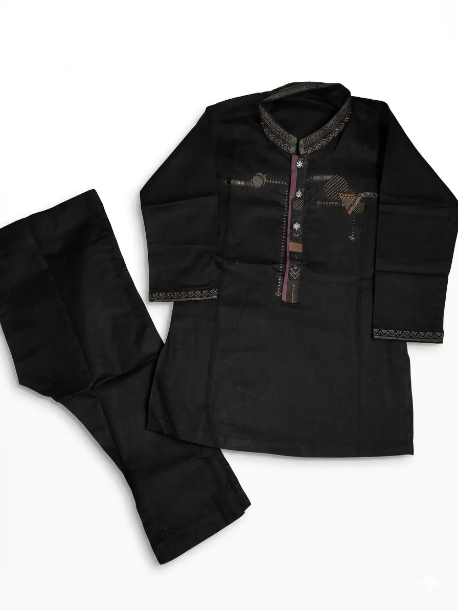 Baby Boy Special Black Soft Cotton Kurta Shalwar Set – Summer Collection (1–2 Years)