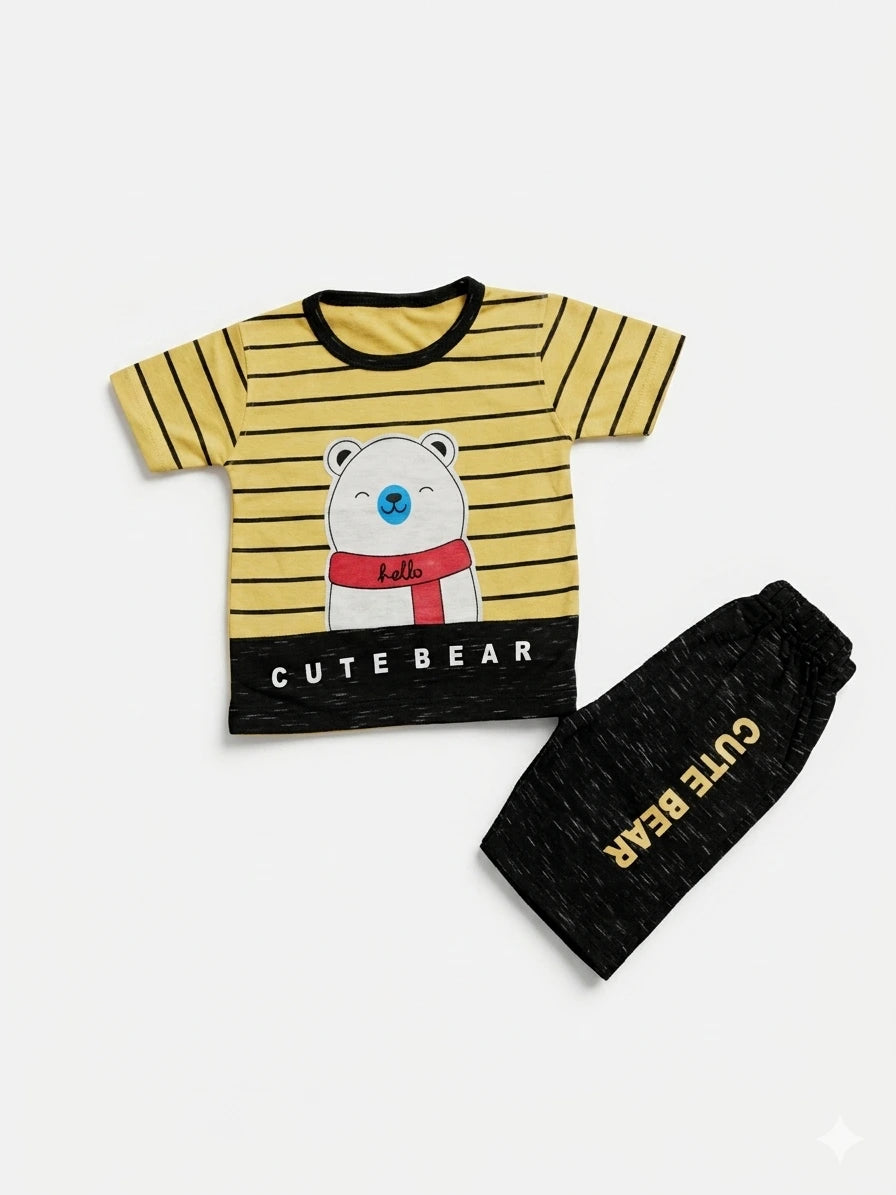 Baby Boy Malai Cotton Half Sleeve Shirt & Shorts Set – Summer Collection (6 Months)