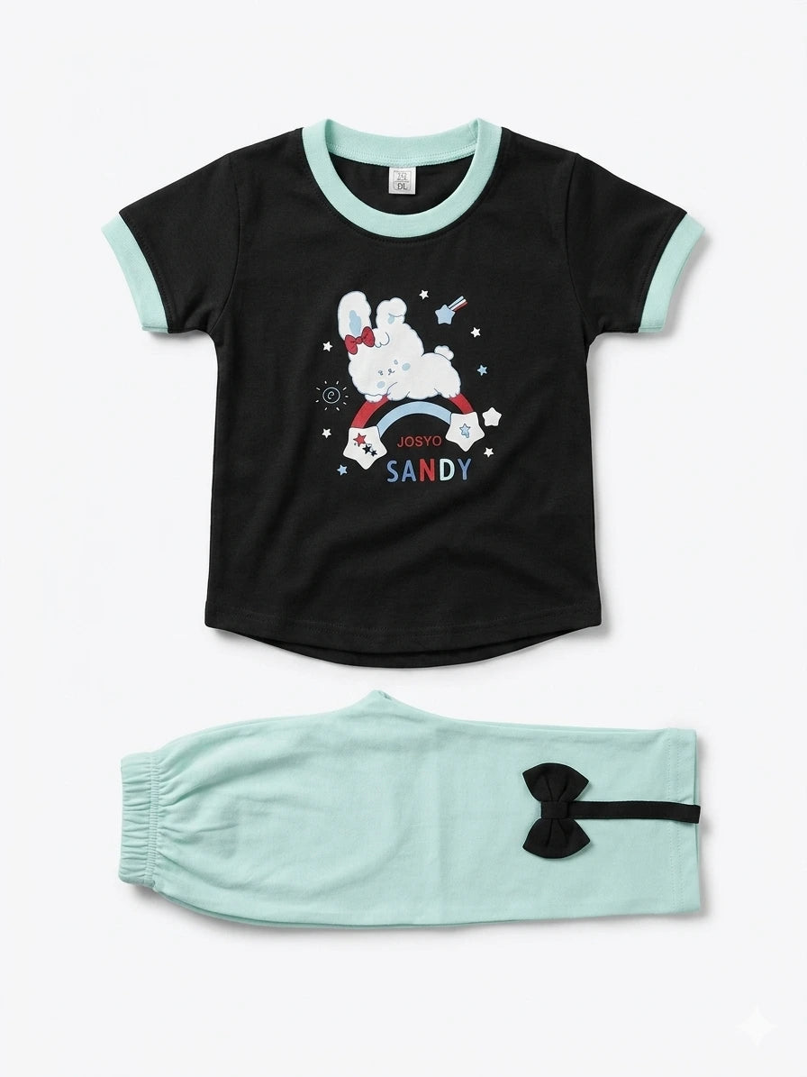 Baby Girl Special Black Malai Top & Parsi Style Pajama Set – Summer Collection (0-6 Months)