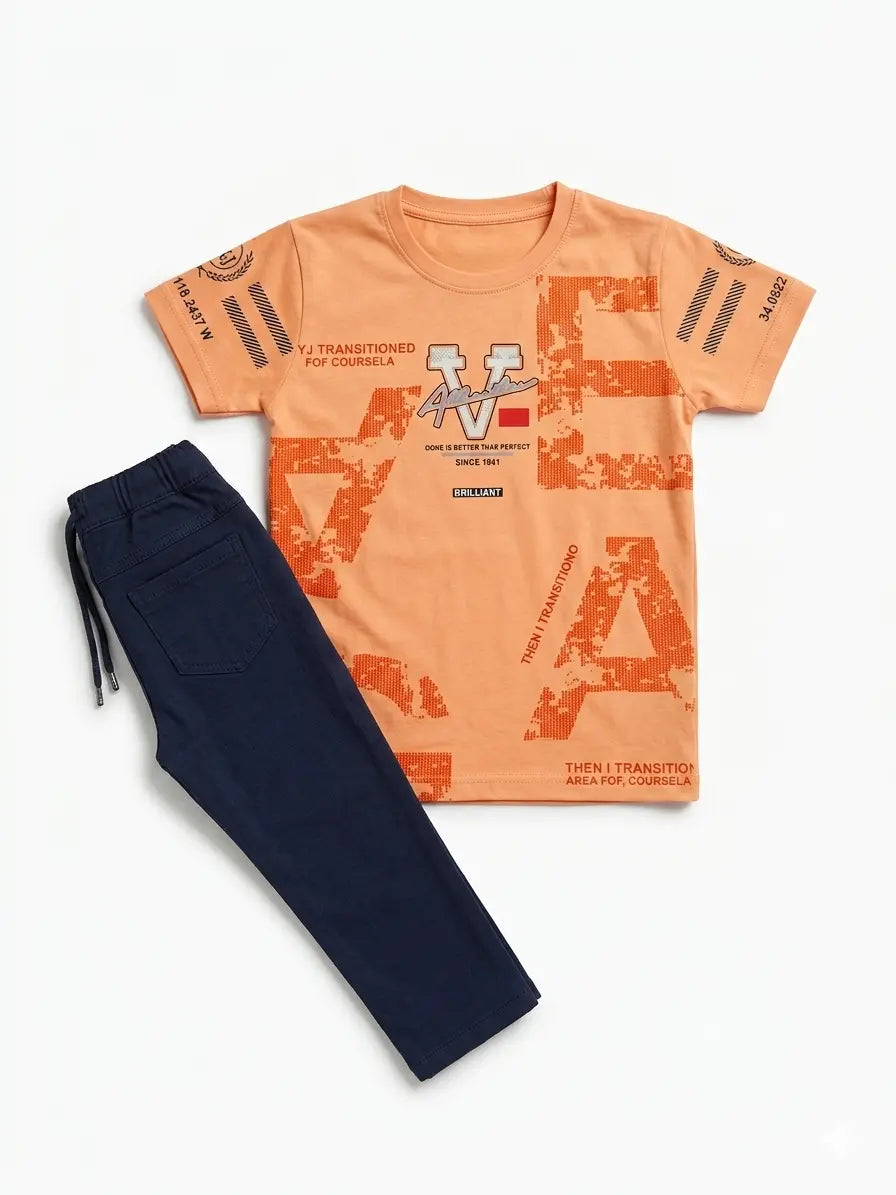 Baby Boy Half Sleeve T-Shirt & Full Pant Set (4 Years)