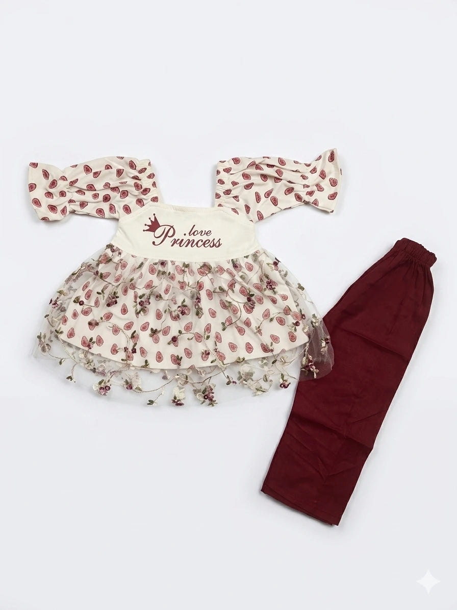 Baby Girl Net Frock with Inner Slip – Elegant 2 Piece Set (1–2 Years)