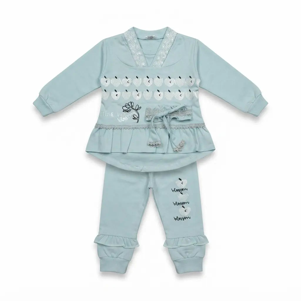 Baby Girls Interlock 2-Piece Suit with Frill Details – 2 Years