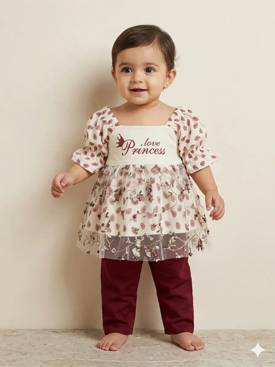 Baby Girl Net Frock with Inner Slip – Elegant 2 Piece Set (1–2 Years)