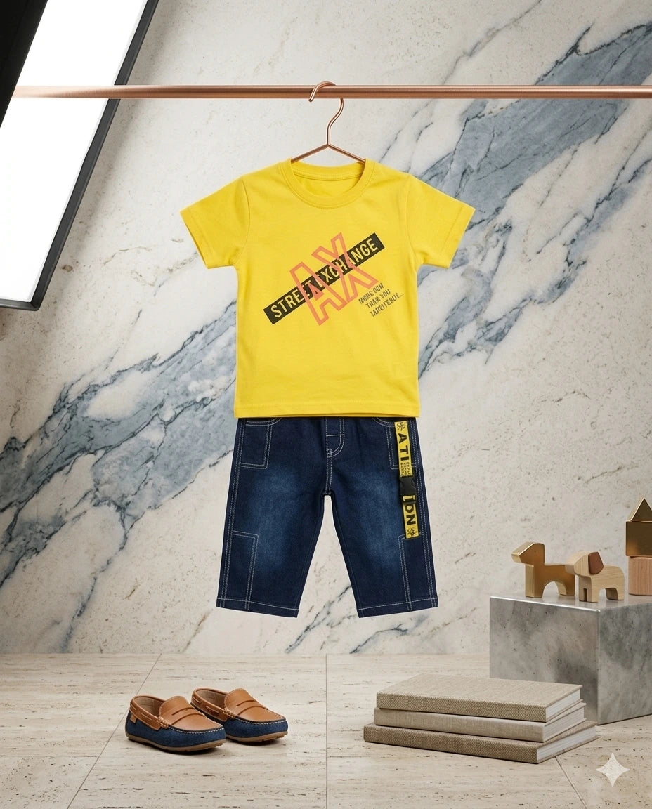 Baby Boy Half Sleeve T-Shirt & Knickers Set (4 Years)