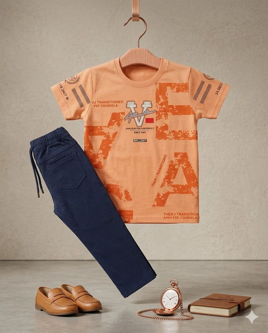 Baby Boy Half Sleeve T-Shirt & Full Pant Set (4 Years)