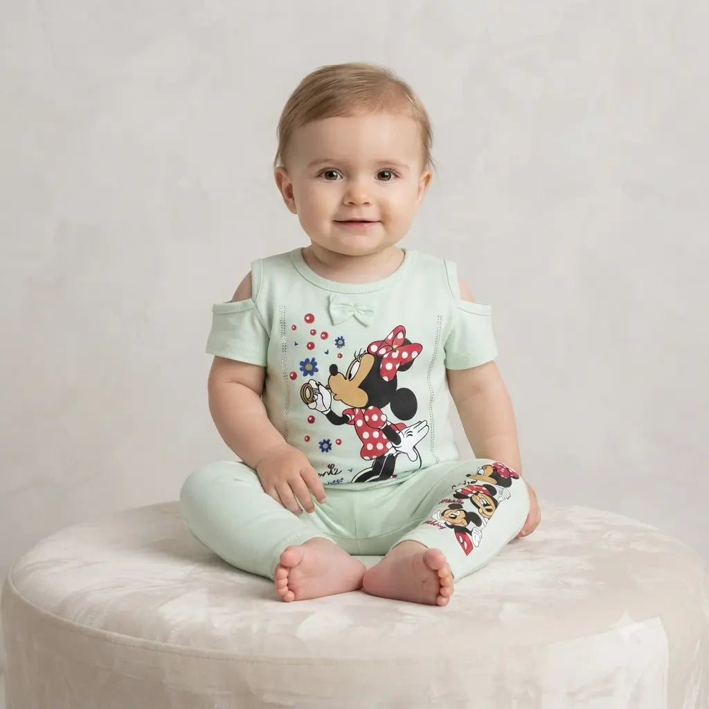 Baby Girls Minnie Mouse Malai Stuff 2 Piece Dress Set – Soft Summer Outfit (6–12 Months)