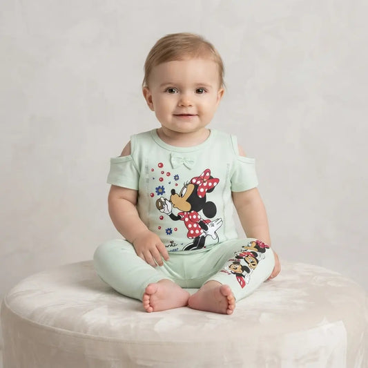 Baby Girls Minnie Mouse Malai Stuff 2 Piece Dress Set – Soft Summer Outfit (6–12 Months)