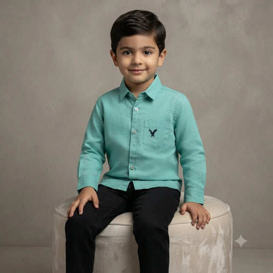 Premium Baby Boy Cotton Layered Shirt & Pant Set – Luxury Casual Outfit (4 Years)
