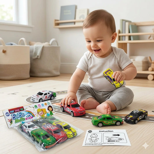 6-Piece Metal Pull Back Car Set – Die-Cast Mini Racing Cars for Kids (3+ Years)