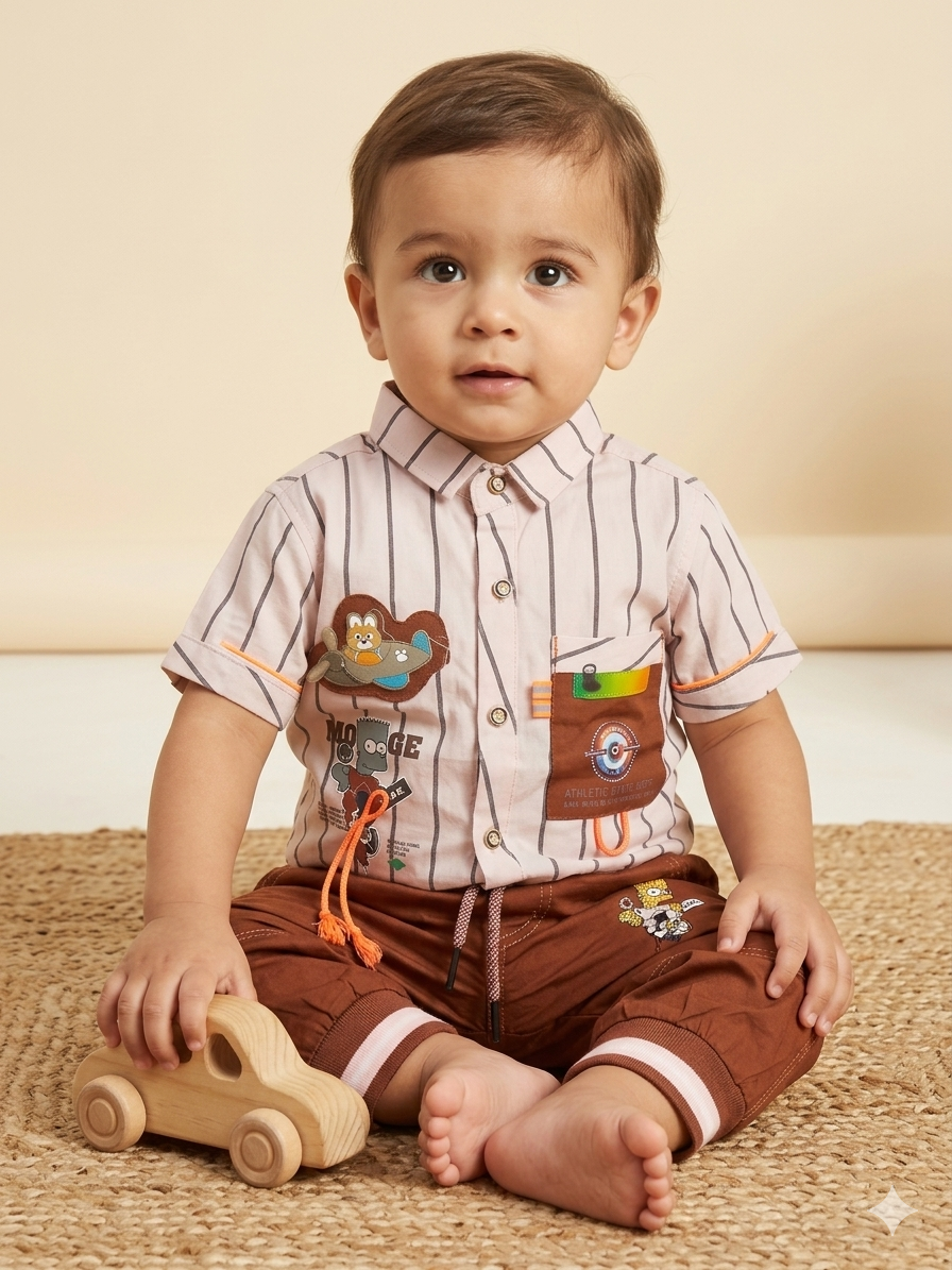 Baby Boy Cotton Half Sleeve Shirt & Cotton Shorts Set – Summer Collection (1-3 Years)