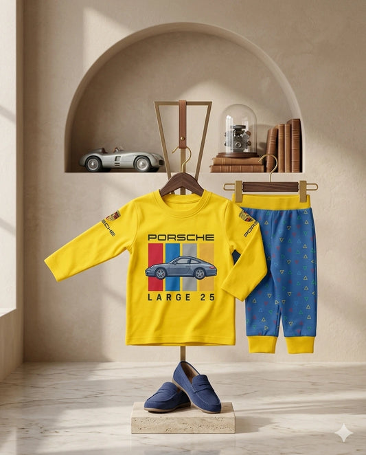 Baby Boy Malai Cotton Full Sleeve T-Shirt & Pajama Set – Summer Collection (1 Year)