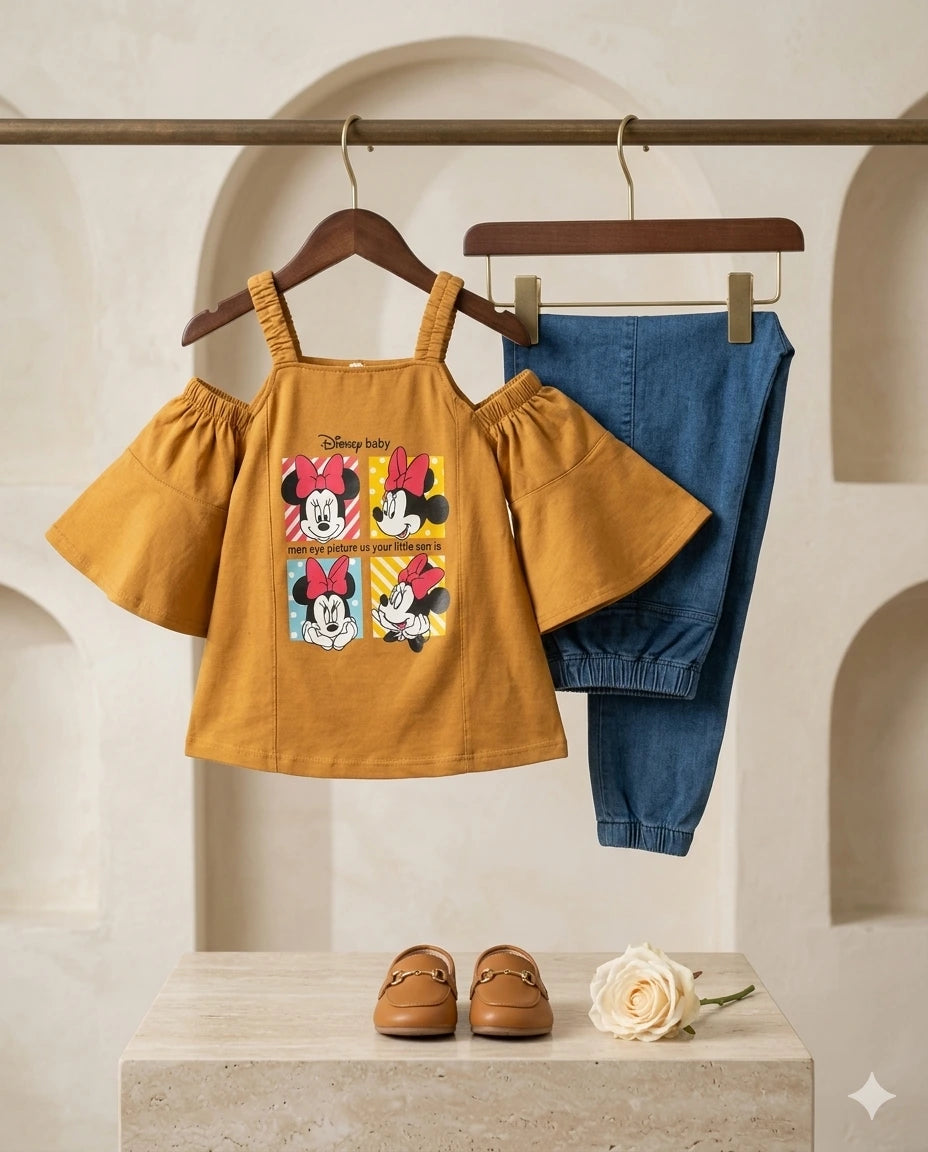 Stylish Baby Girl Malai Cotton Shirt & Pant Set – Summer Collection (4 Years)