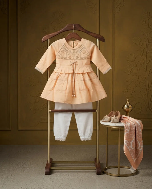 Premium Girls Cotton Frock with White Trouser – Elegant Outfit Set (5 Years)