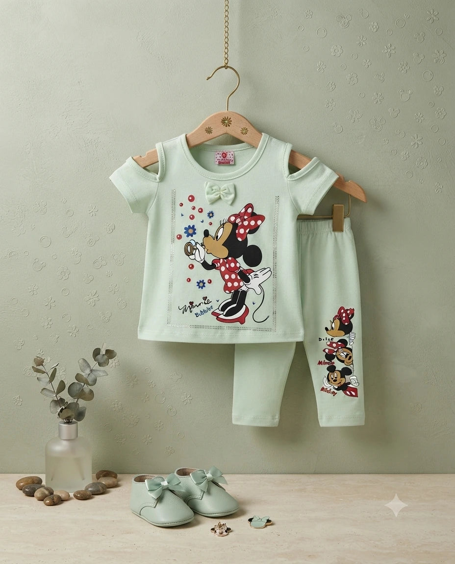 Baby Girls Minnie Mouse Malai Stuff 2 Piece Dress Set – Soft Summer Outfit (6–12 Months)