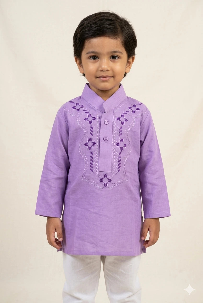 Baby Boy Soft Cotton Qameez with White Shalwar Set – Summer Collection (6 Months)