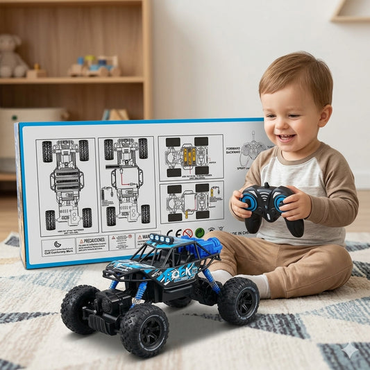 1:16 Scale Off-Road Rock Crawler R/C Car with LED Lights – Remote Control Climbing Truck for Kids (3+ Years)