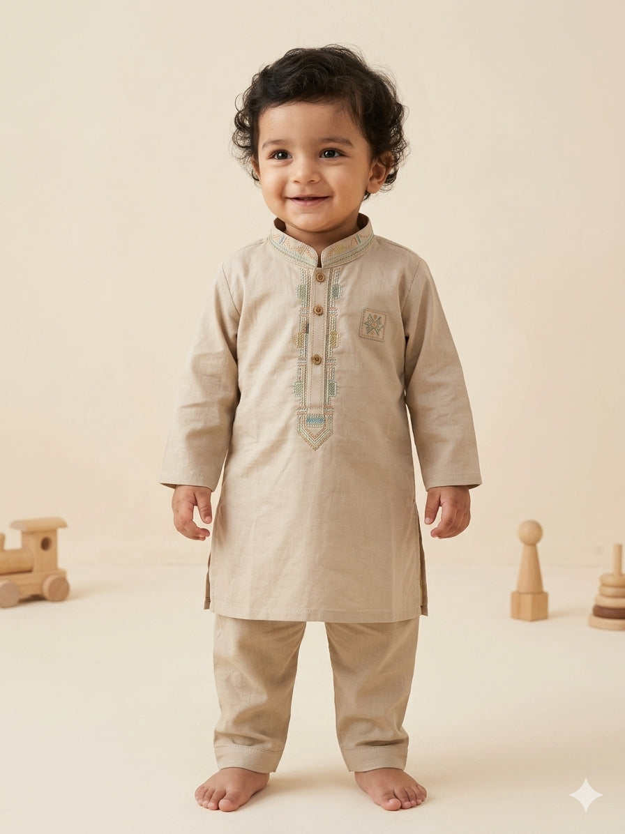 Baby Boy Soft Cotton Kurta Pajama Set – Little Nawab Collection (1–2 Years)
