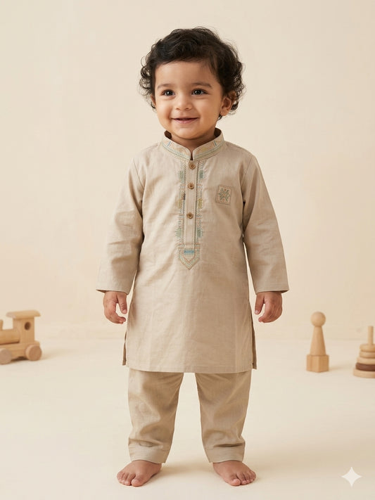 Baby Boy Soft Cotton Kurta Pajama Set – Little Nawab Collection (1–2 Years)