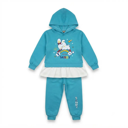 Baby Girls Sky Blue Malai Hoodie Suit – 2 Piece Outfit (6–12 Months)