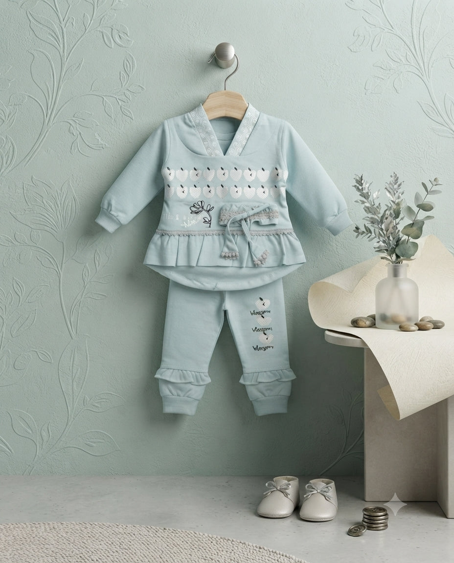 Baby Girls Interlock 2-Piece Suit with Frill Details – 2 Years