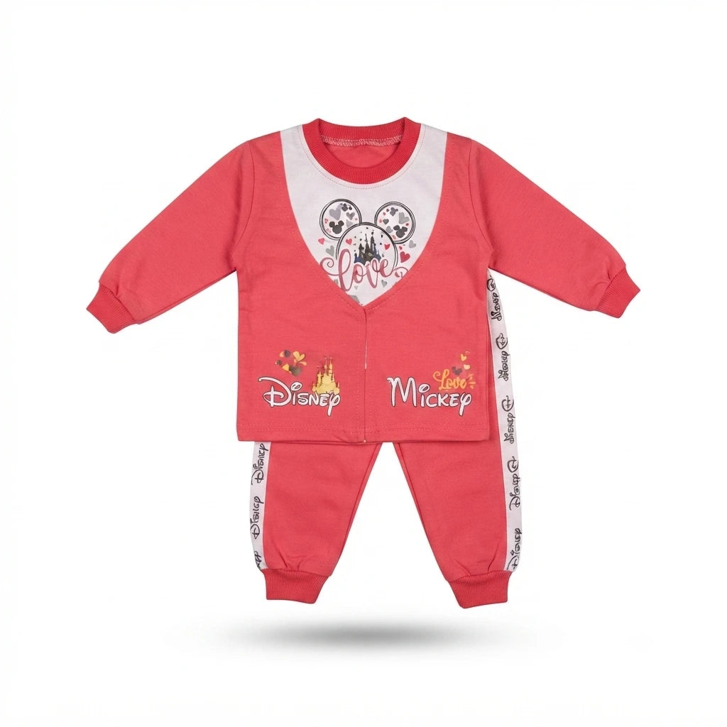 Baby Girls Pink Malai 2 Piece Suit – Printed Casual Outfit (6–12 Months)