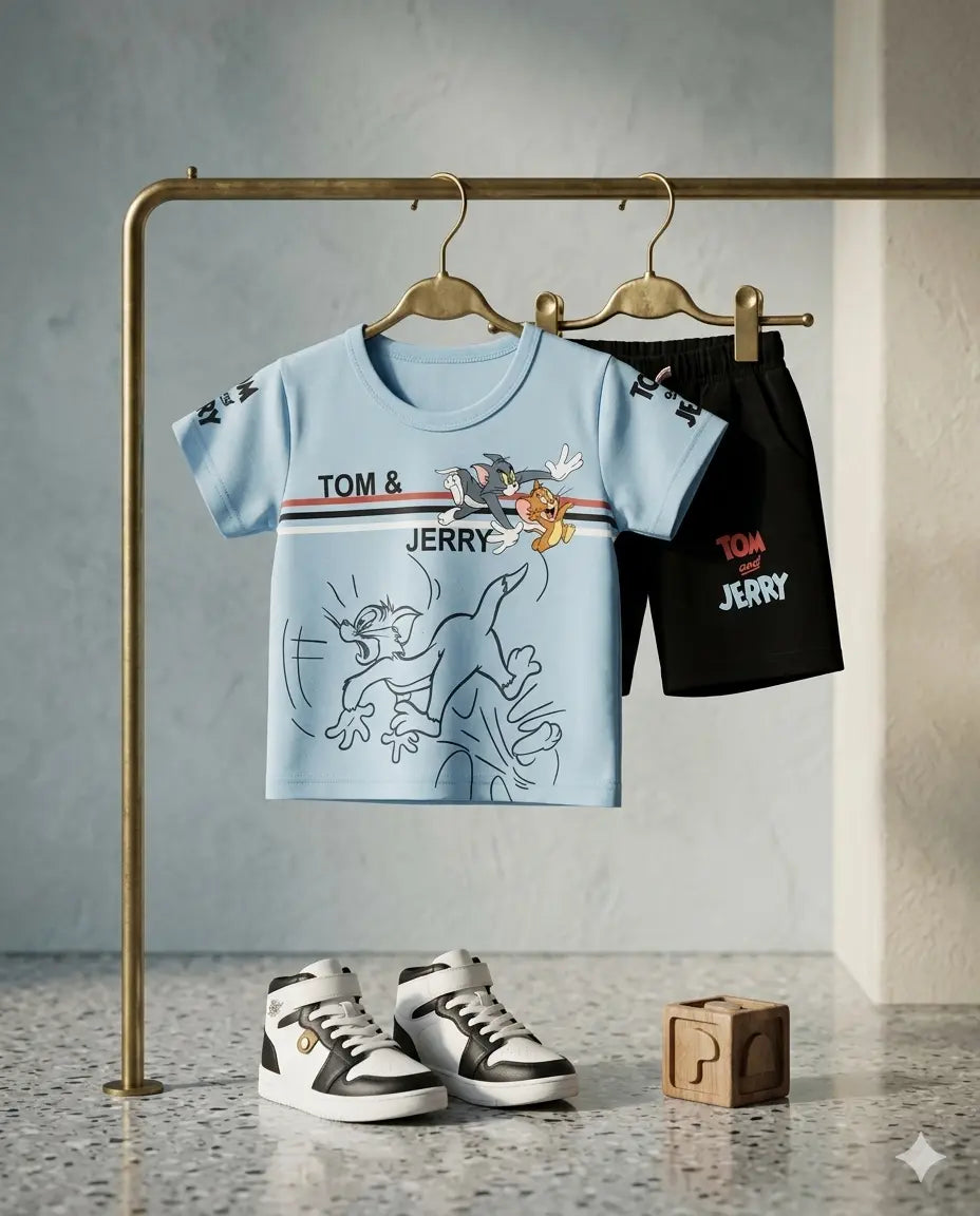 Baby Boy Malai Cotton Half Sleeve T-Shirt & Cotton Nicker Set – Summer Collection (6 Months)