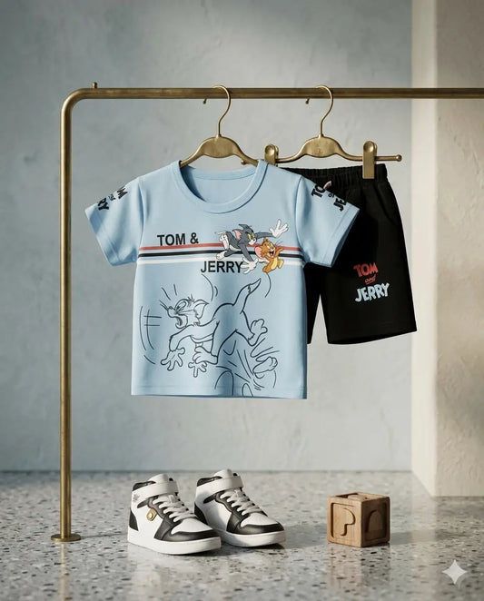 Baby Boy Malai Cotton Half Sleeve T-Shirt & Cotton Nicker Set – Summer Collection (6 Months)