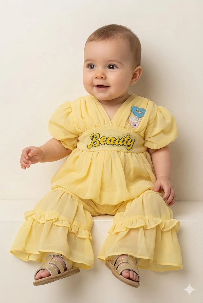 Baby Girl Chiffon 2 Piece Dress Set – Summer Collection (0-6 Months)