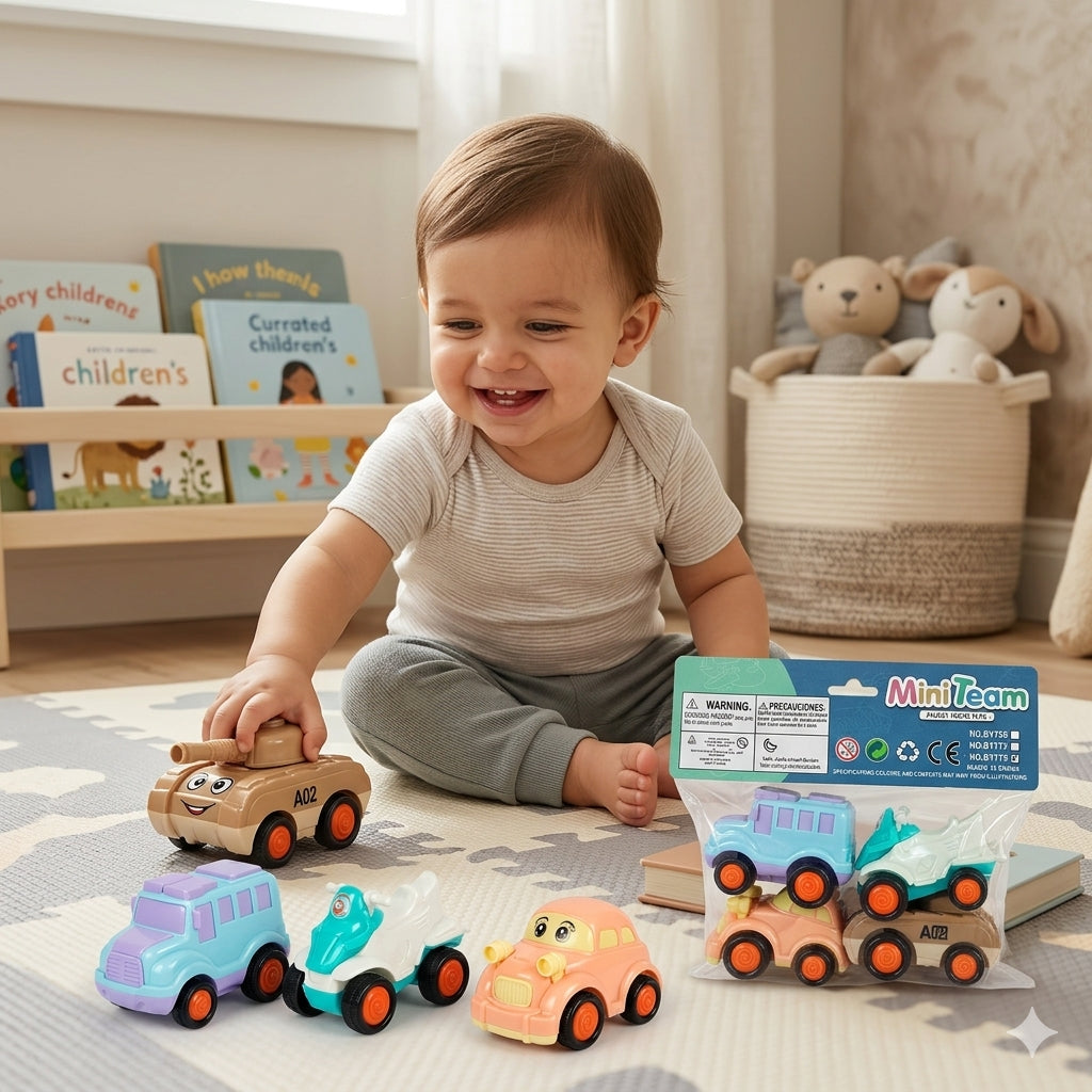 Mini Team Die-Cast Car Set – 4 Piece Toy Vehicle Set for Kids (3+ Years)