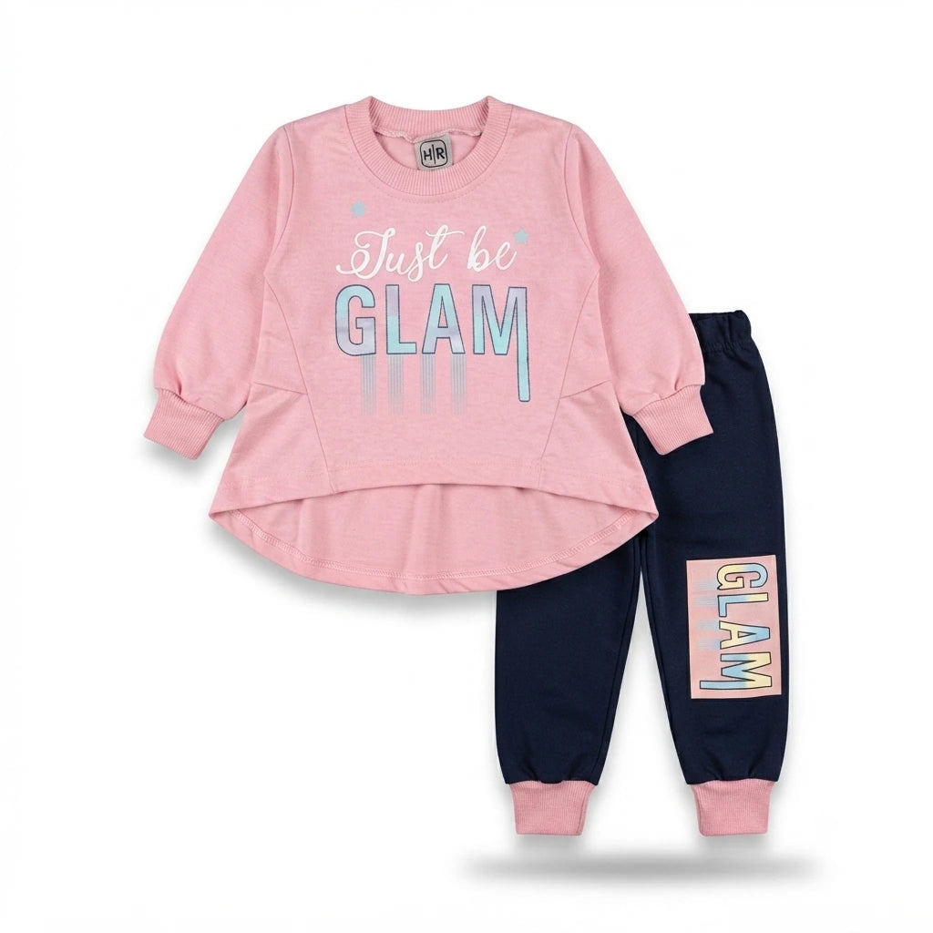 Baby Girls Pink Malai 2 Piece Outfit – Printed Top & Trouser Set (6–12 Months)