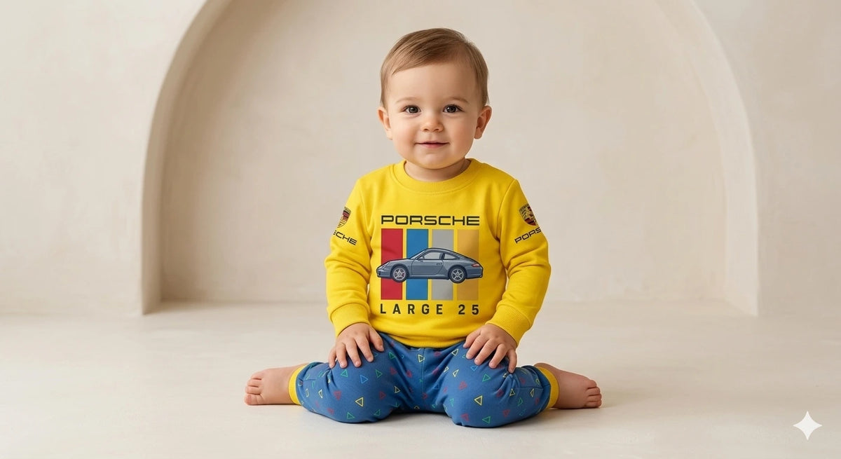 Baby Boy Malai Cotton Full Sleeve T-Shirt & Pajama Set – Summer Collection (1 Year)