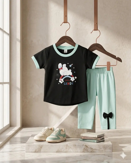 Baby Girl Special Black Malai Top & Parsi Style Pajama Set – Summer Collection (0-6 Months)