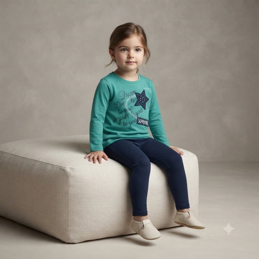 Premium Full Sleeve Malai Shirt & Plain Trouser Set for Baby Girls – Soft Casual Outfit (5 Years)