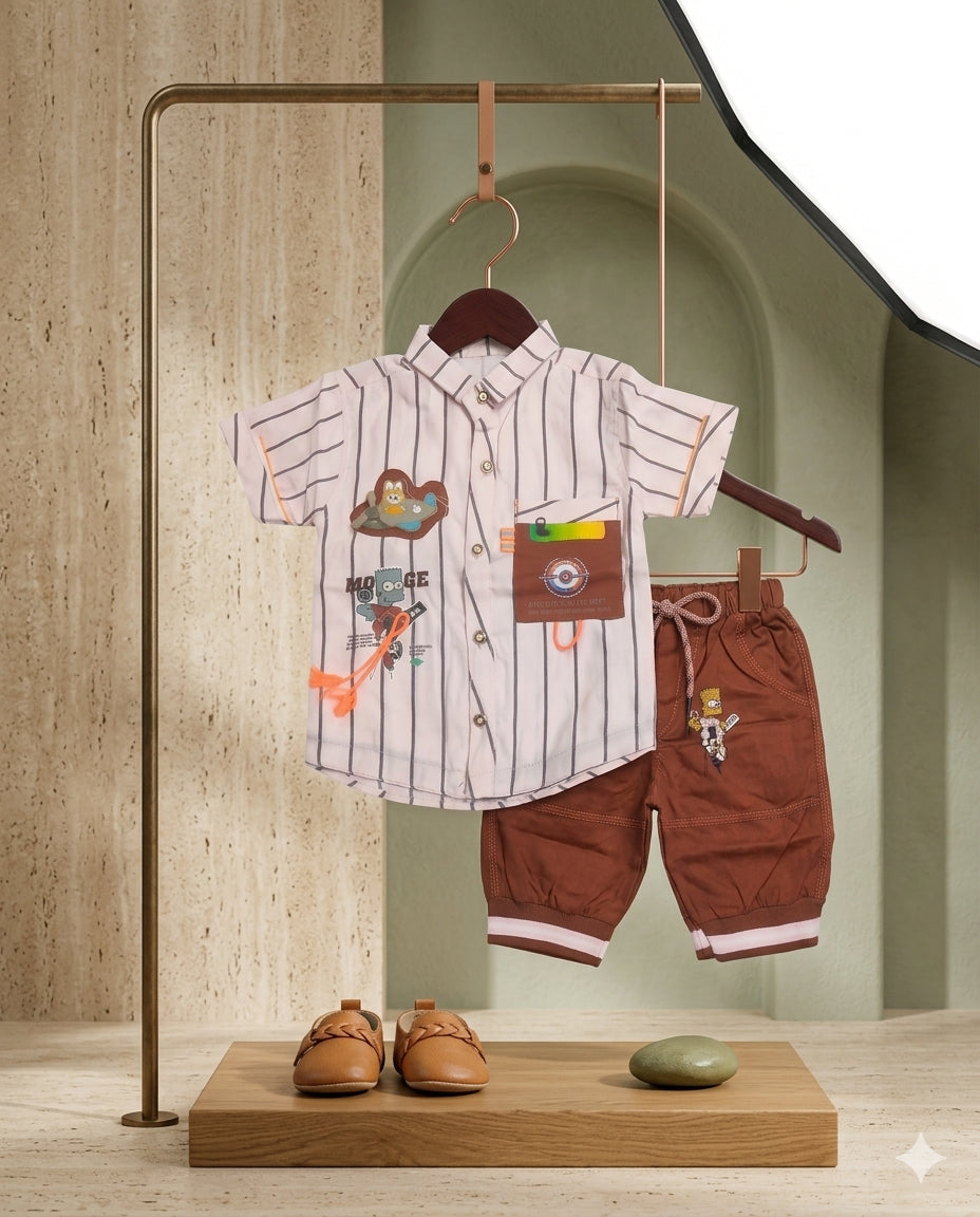 Baby Boy Cotton Half Sleeve Shirt & Cotton Shorts Set – Summer Collection (1-3 Years)