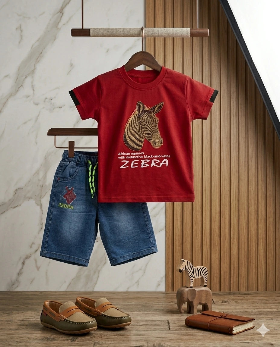 Baby Boy Half Sleeve T-Shirt & denim Knickers Set (4 Years)