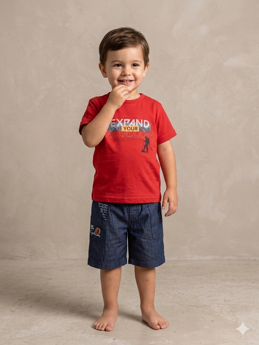 Baby Boy Half Sleeve Malai Cotton Shirt & Knickers Set (3-4 Years)