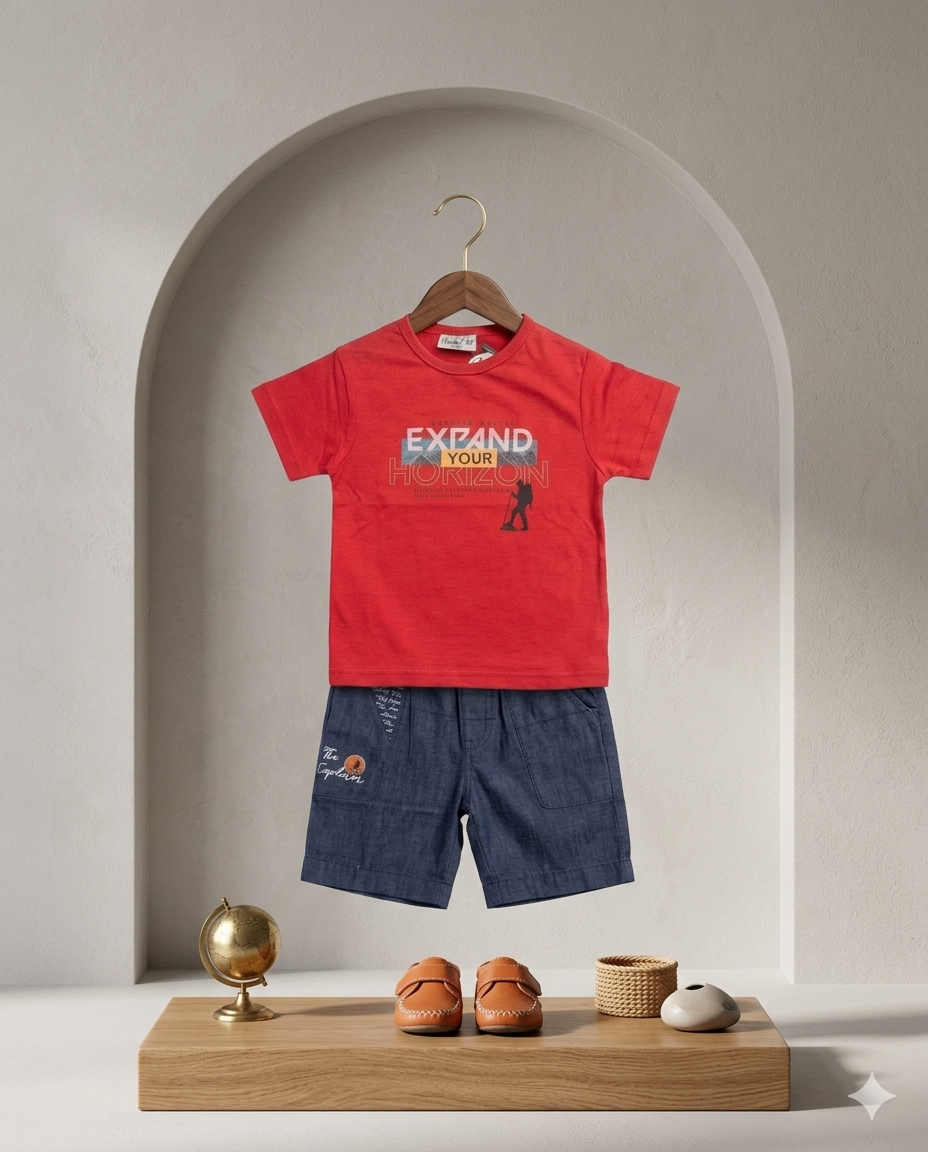 Baby Boy Half Sleeve Malai Cotton Shirt & Knickers Set (3-4 Years)