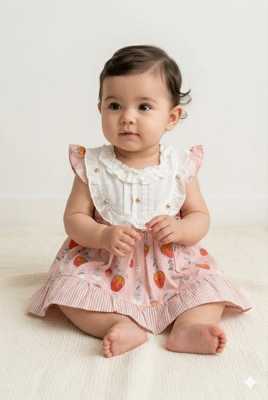 Baby Girl Sleeveless Cotton Top & Bottom Set – Summer Collection (6 Months)