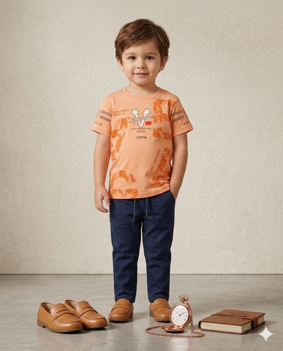 Baby Boy Half Sleeve T-Shirt & Full Pant Set (4 Years)