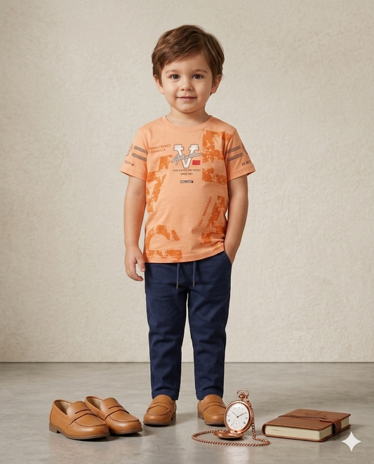 Baby Boy Half Sleeve T-Shirt & Full Pant Set (4 Years)