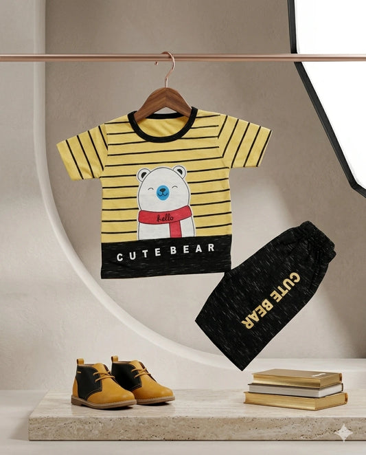 Baby Boy Malai Cotton Half Sleeve Shirt & Shorts Set – Summer Collection (6 Months)