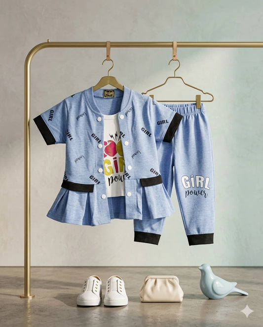 Baby Girl 2.5 Piece Malai Cotton Outfit Set – Summer Collection (0-12 Months)